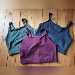 Girlfriend Collective Mia High Neck Bra - Set of 3 (GREEN, BLUE, PLUM)